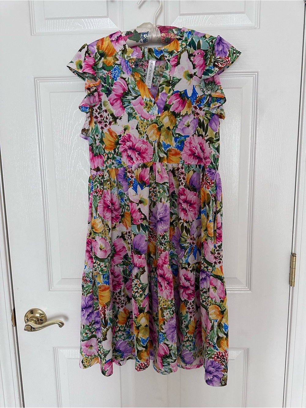 Floral Tiered Midi Dress - Pink, Purple & Yellow